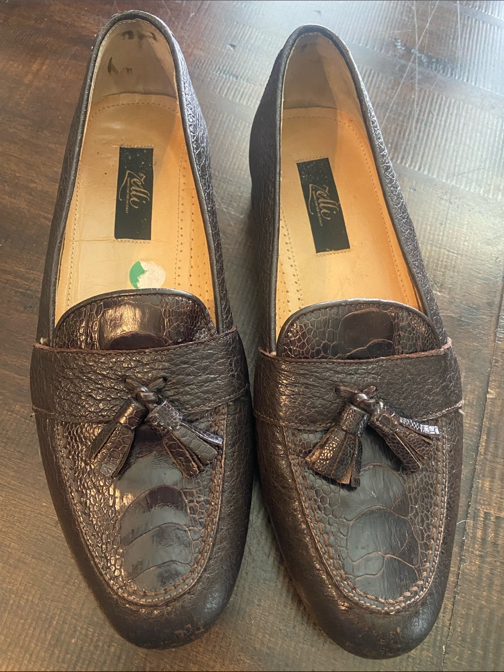 Zelli Italia exotic skin tassel loafers, handcrafted in Italy size 9 M